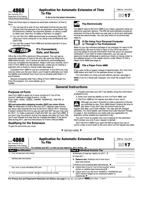 Form 4868 Printable - Printable Forms Free Online