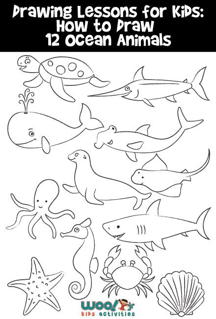 How to Draw for Kids: 12 Ocean Animals to Draw, Step by Step | Woo! Jr. Kids Activities