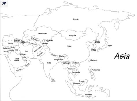 Printable Blank Asia Map – Outline, Transparent, PNG Map - Blank World Map