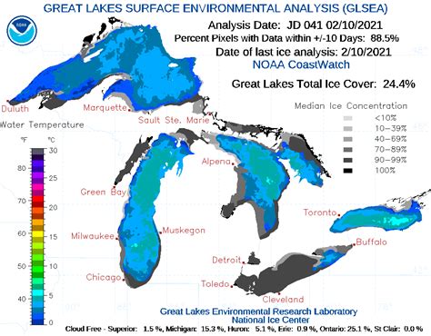 Great Lakes ice coverage has more than doubled in the last 8 days