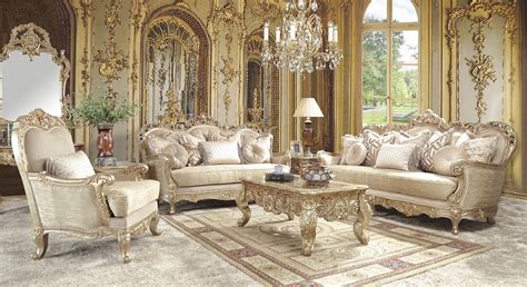 HD 8925 Homey Design Living Room Victorian Style Antique Gold Finish