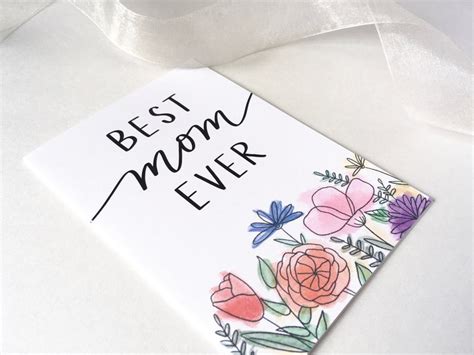 Best Mom Ever Card Mother's Day Card Floral Card - Etsy