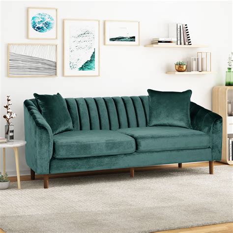 Noble House Orly Contemporary 3 Seater Velvet Sofa, Teal - Walmart.com