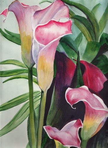 Bunny's Artwork: Calla Lilies Watercolor Painting