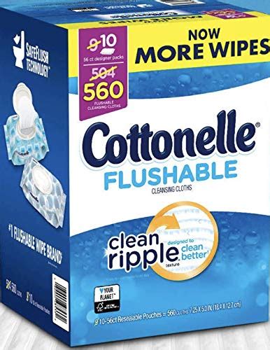 Buy Cottonelle Value Pack Flushable Wipes, Wavy Clean Ripple Texture, Total 560 Wipes - special ...