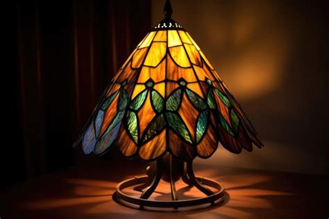 Premium AI Image | Antique stained glass lamp casting soft light created with generative ai