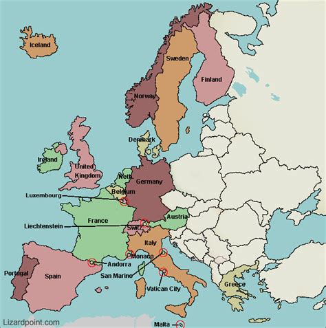 Europe Map Labeled Cities