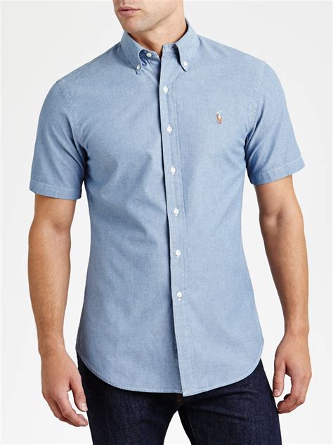 Polo ralph lauren Chambray Short Sleeve Shirt in Blue for Men | Lyst