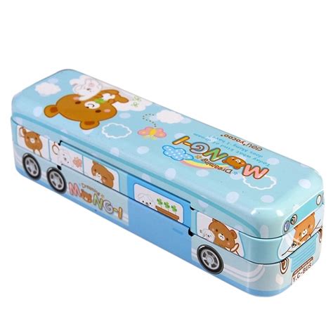 1 pc metal pencil cases cartoon bus gift for kids students 3 floors pencil box Deli 95559 -in ...