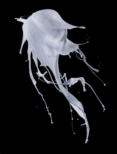 White Paint Splash On Black Background #1 by Biwa Studio