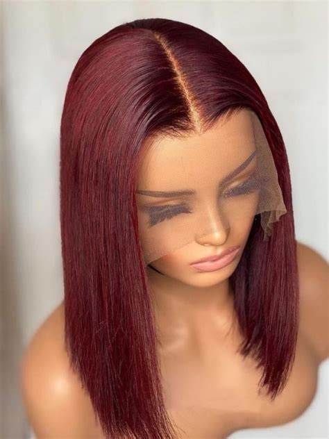 YSwigs Straight Hair 13X6 HD Lace Front Wig Human Hair Wigs 99J Red Burgundy Human Hair Deep ...