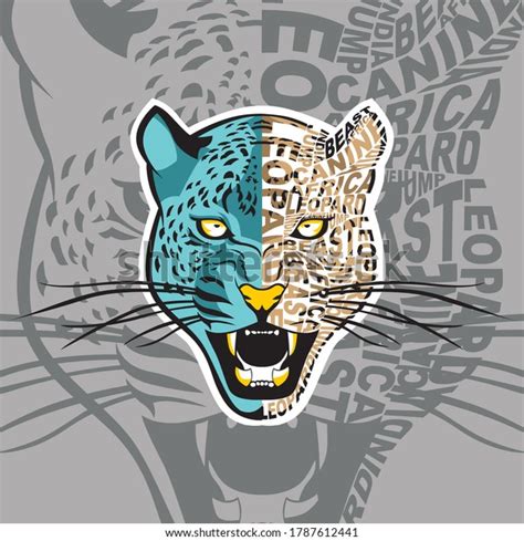 Angry Leopard Facedrawing Sketch Typography Designvector Stock Vector (Royalty Free) 1787612441 ...