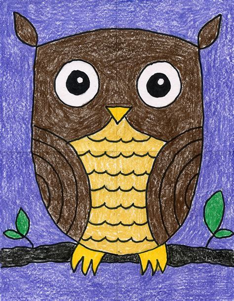 How to Draw an Easy Owl Tutorial Video and Owl Coloring Page