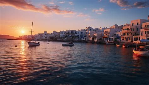 Premium AI Image | Sunset in mykonos