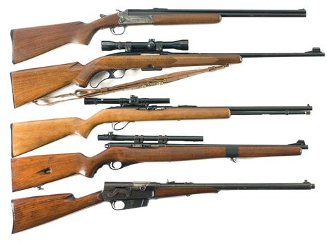 One Combination Gun and Four Rifles -A) Stevens Model 22-410 Combination Rifle/Shotgun B) Pre-64 Wi