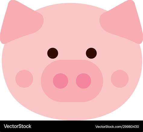 Cute pig cartoon flat style icon design Royalty Free Vector