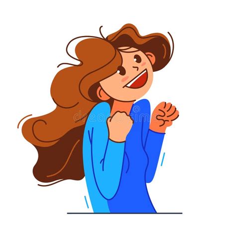 Happy Young Girl Excited with Winner Gesture Vector Illustration, Woman ...