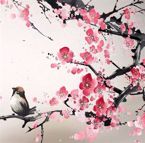 Cherry Blossom Sakura Japanese Art Wallpaper - Mural Wall