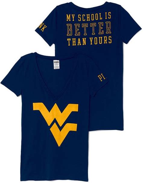 Victoria's Secret West Virginia University Mascot Vneck Tee in Blue (school West Virginia ...