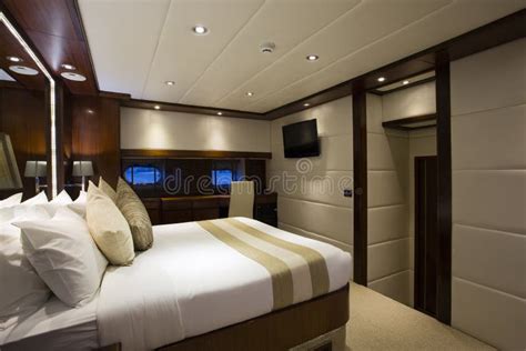 Yacht Interior Bedroom stock image. Image of motor, sheets - 136037999