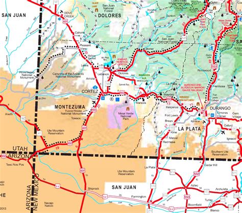 Mesa Verde area road map - Ontheworldmap.com