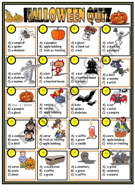 Halloween quiz (key included) - ESL worksheet by Jazuna