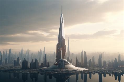 Premium AI Image | A futuristic city skyline with geometrically desig 00217 00