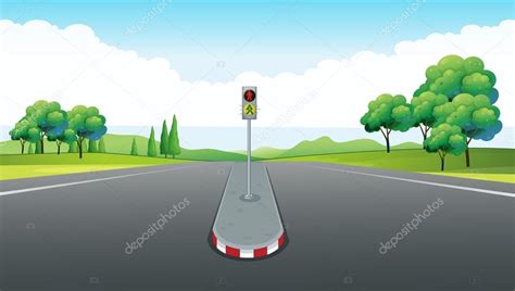 Scene with empty road and traffic light Stock Vector Image by ©interactimages #126740872