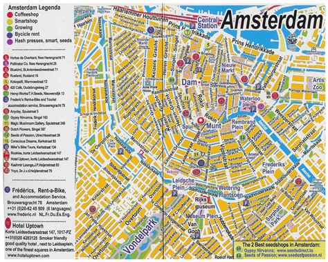 √ City Map Of Amsterdam Netherlands - Large Tourist Map Of Central Part ...