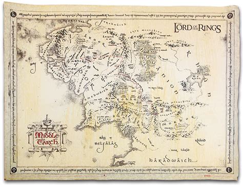 The Lord Of The Rings - Vintage Parchment Poster - Middle Earth Map (26" X 18") - Walmart.com