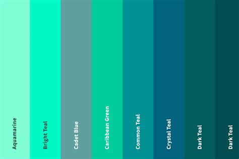 37+ Shades of Teal Color (Names, HEX, RGB, & CMYK Codes) – CreativeBooster