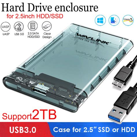 5Gbps Universal 2.5 Inch SATA I / II / III SSD HDD Hard Drive Enclosure Case 2TB Thunderbolt 3 ...