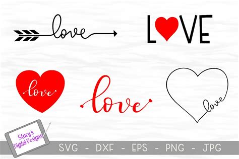 Love SVG Bundle - 5 Valentine SVG files (162497) | Cut Files | Design Bundles