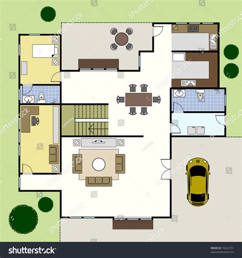 Ground Floor Plan Floorplan House Home Building Architecture Blueprint Layout Stock Photo ...