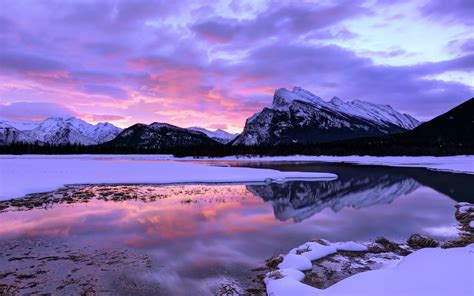 Download Reflection Snow Mountain Lake Pink Cloud Sky Sunset Nature ...