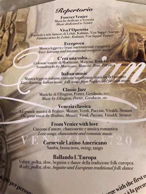 Menu at Caffè Florian cafe, Venice, P.za San Marco