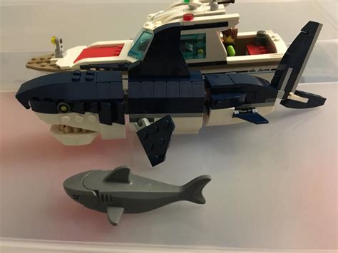 The shark build from 31088 next to a minifigure scale shark and the ...