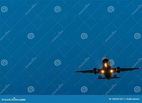 Airplane Immediately after Take Off from Airport, Sky View at Night Stock Image - Image of ...