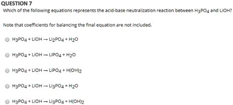 SOLVED: QUESTION 7: Which of the following equations represents the ...