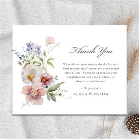 Custom Sympathy Thank You Notes With Your Personal Wording