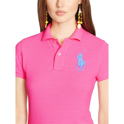 Polo Ralph Lauren Skinny-Fit Big Pony Polo Shirt in Pink - Lyst