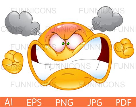 Clipart Cartoon of a Furious Angry Emoji Emoticon Turning Red | Etsy