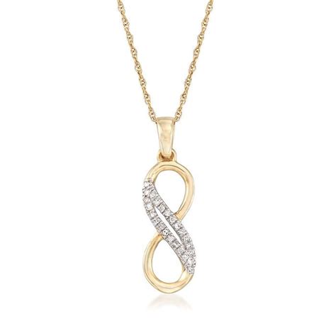 Diamond-Accented Infinity Symbol Pendant Necklace in 14kt Yellow Gold. 18" | Ross-Simons ...