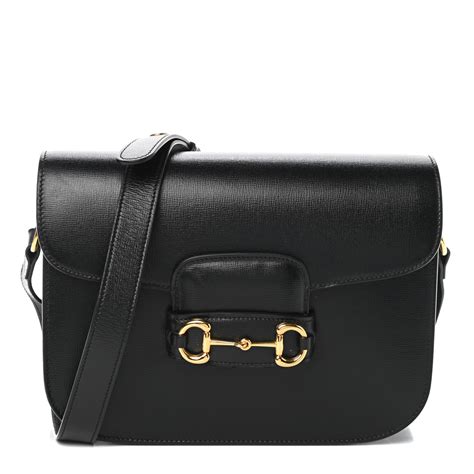 GUCCI Calfskin 1955 Horsebit Shoulder Bag Black 759479 | FASHIONPHILE