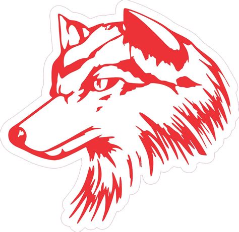 5in x 4.75in Red Wolf Outline Artistic Sketch Bumper Sticker Stickers Vinyl Window Decal Decals