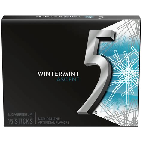 5 Gum Wintermint Ascent Sugarfree Chewing Gum, 15-Stick Pack | 5 Gum