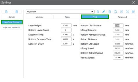 Resin Settings For Anycubic Photon Series 3D Printer