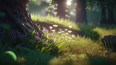 Summer Forest Flowers Background, Dream Forest, Trees, Summer Background Image for Free Download