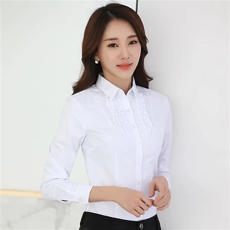 Workmal Women Shirts Full Sleeve Slim Professional Han Fan Clothing Business Blouse Shirt White ...