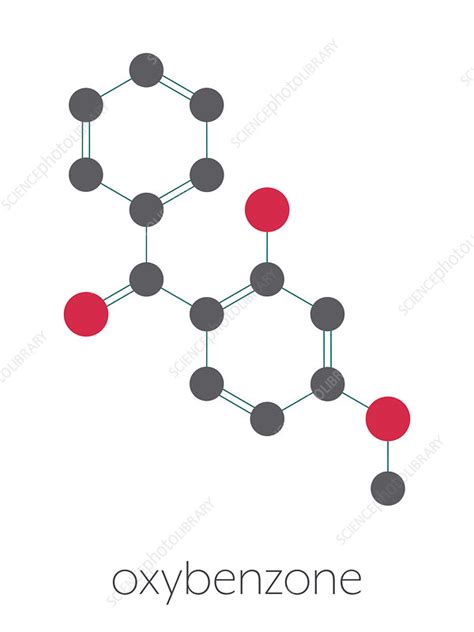 Oxybenzone sunscreen molecule, illustration - Stock Image - F029/9884 - Science Photo Library